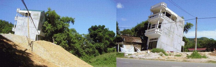 Nhà gần mái dốc bị nghiêng 